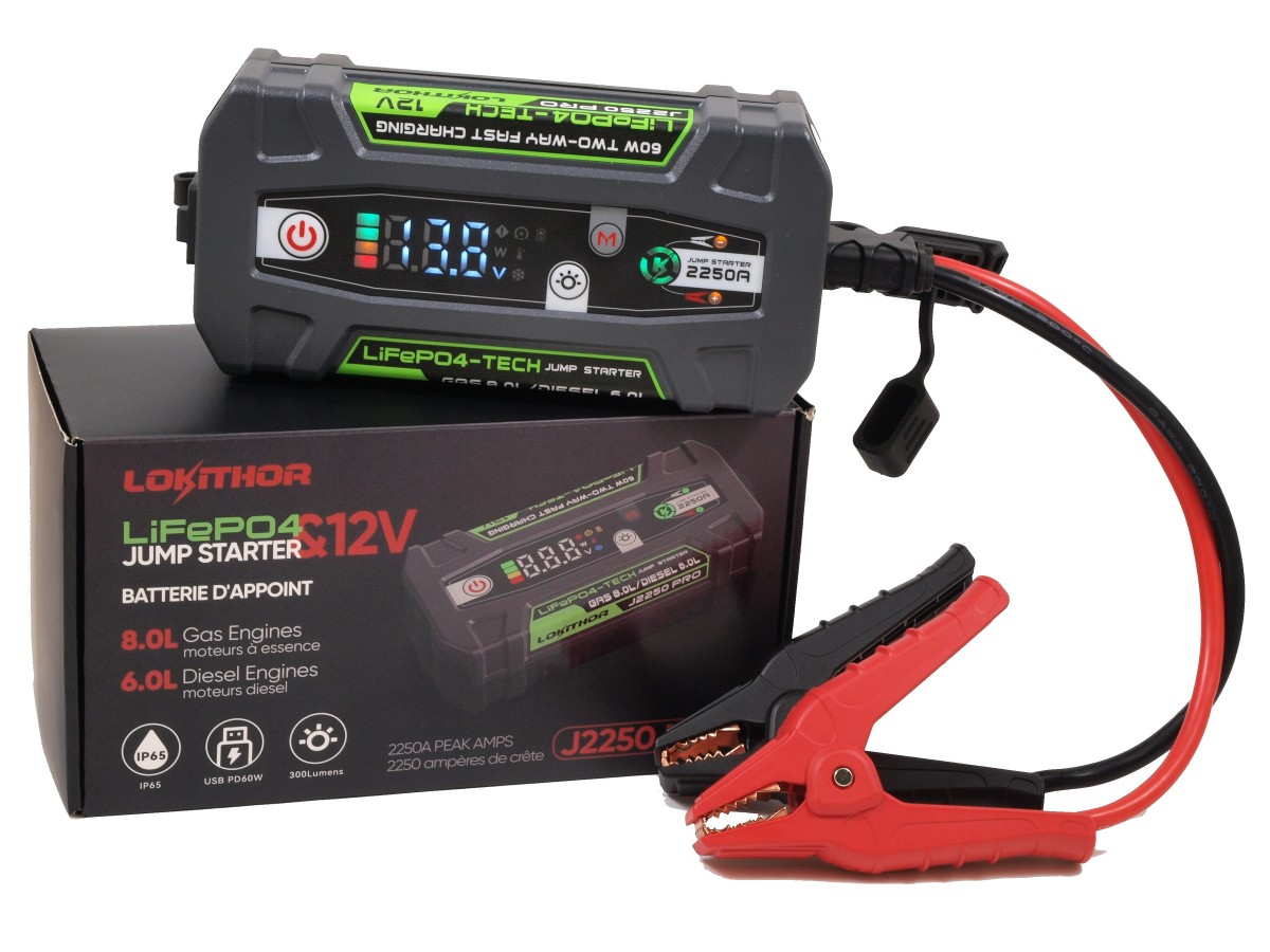 LOKITHOR 12V 51.2Wh 2250A LiFePO4 starta palgiekrta